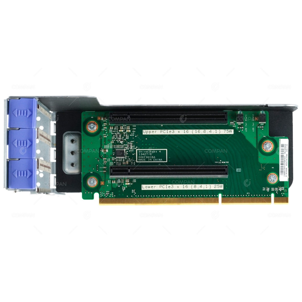 00FK628 IBM RISER CARD DUAL SLOT UPPER PCIE3 X16 (16,8,4,1) 75W, LOWER PCIE3 X16 (8,4,1) 25W WITH CAGE FOR IBM X3650 M5